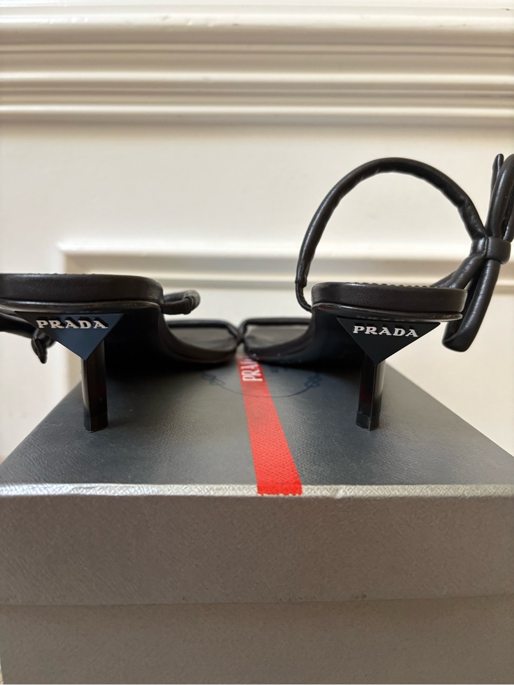 Prada triangle logo strap sandals kitten heels - Picture 6 of 8